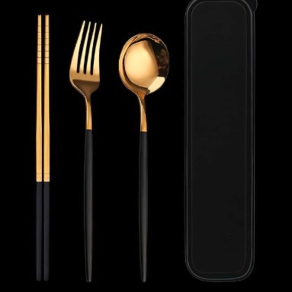 Cutlery Utensil Travel Kit with Chopsticks Reusable - Picture 2 of 2